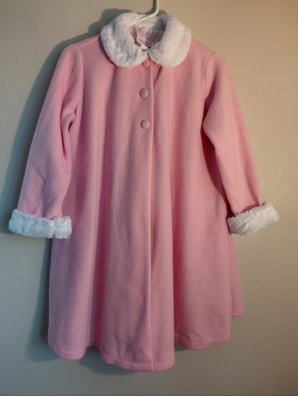 Kids Dream Pink Faux-Fur Trim Coat Sz 9-10